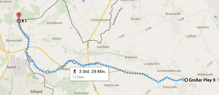 Die Route vom 3.10.2014 von Isenbruch nach Brigden